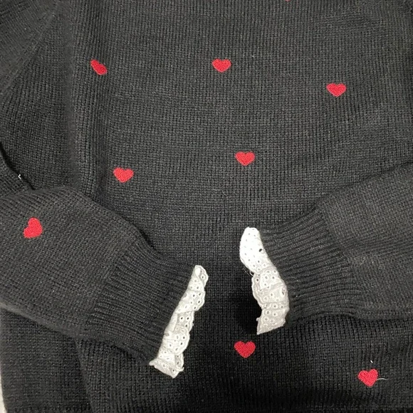 black sweater with heart accents - Picture 3 of 4